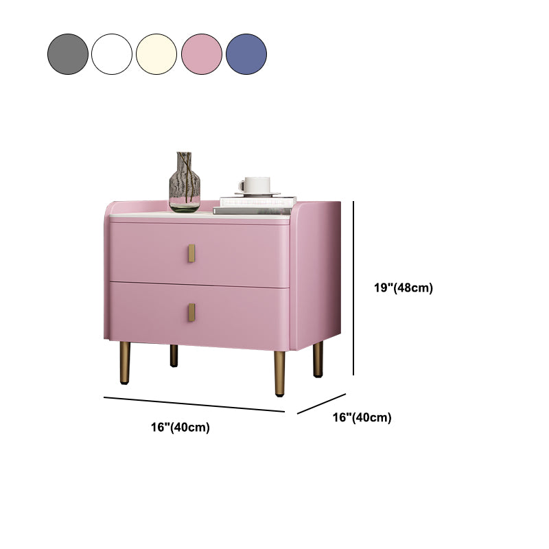 Nightstand with Drawers 19" Tall Wood Bed Nightstand with Legs