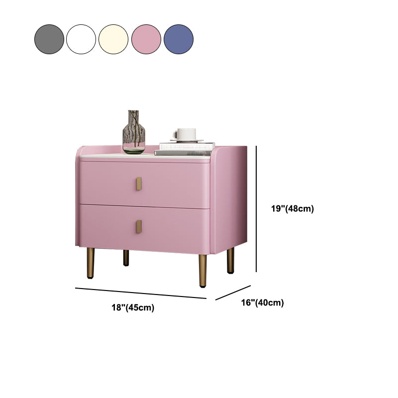 Nightstand with Drawers 19" Tall Wood Bed Nightstand with Legs