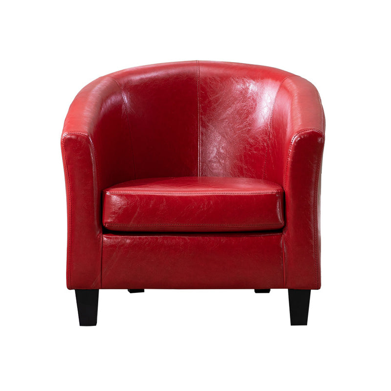 Faux Leather Accent Chair 28.34" L x 28.34" W x 25.59" H Barrel Chair