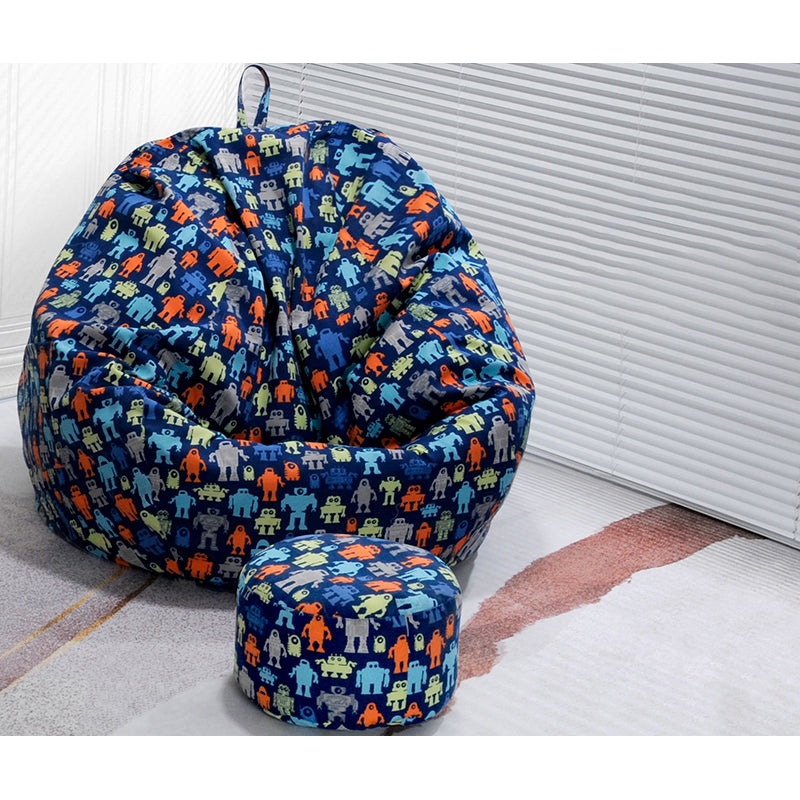 Linen Barrel Accent Chair Armless Round Chair with Ottomans for Living Room