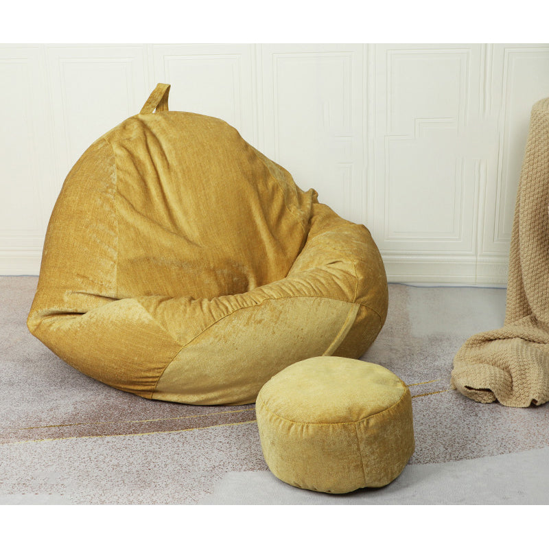 Linen Barrel Accent Chair Armless Round Chair with Ottomans for Living Room