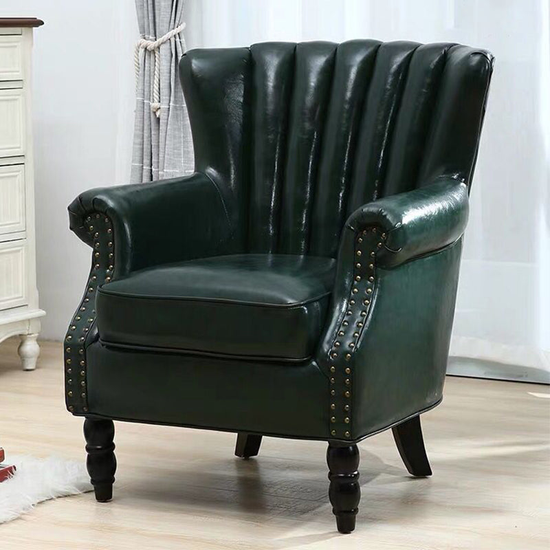 29.5"W Arm Chair Faux Leather/Velvet/Cotton Blend Aceent Chair with Basic Four Legs