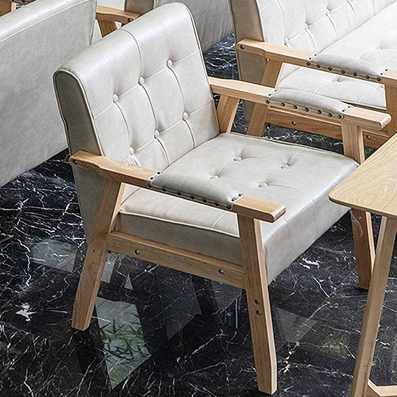 Modern 25.5"W PU Arm Chair with Basic Four Legs and Tufted Back for Office