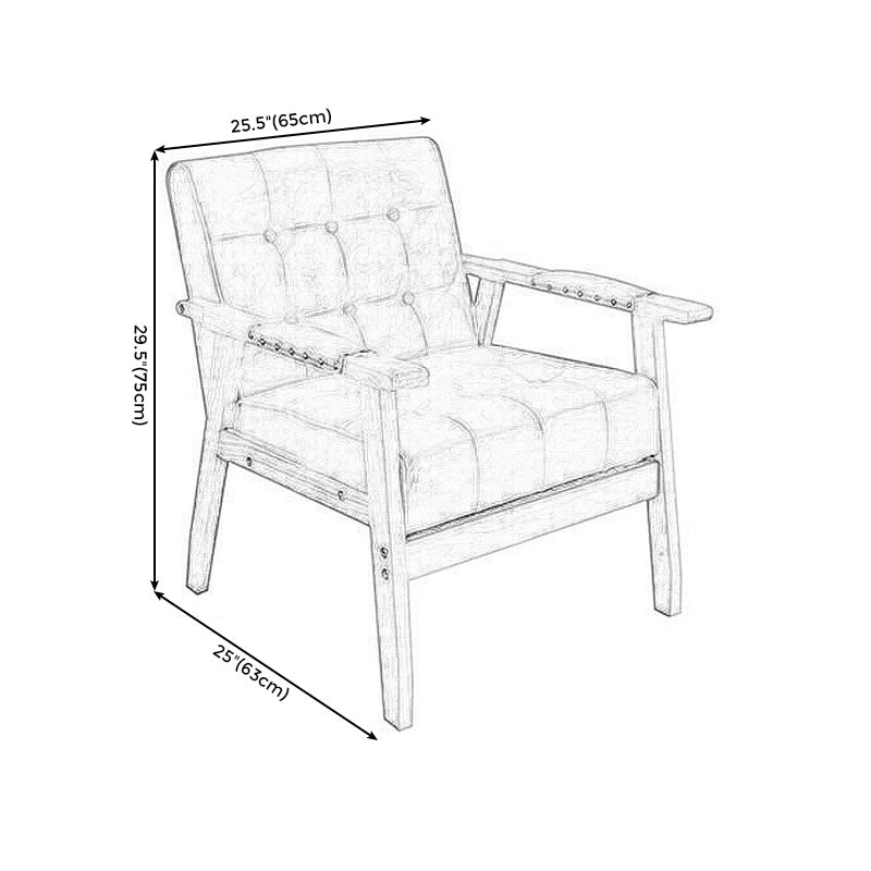 Modern 25.5"W PU Arm Chair with Basic Four Legs and Tufted Back for Office