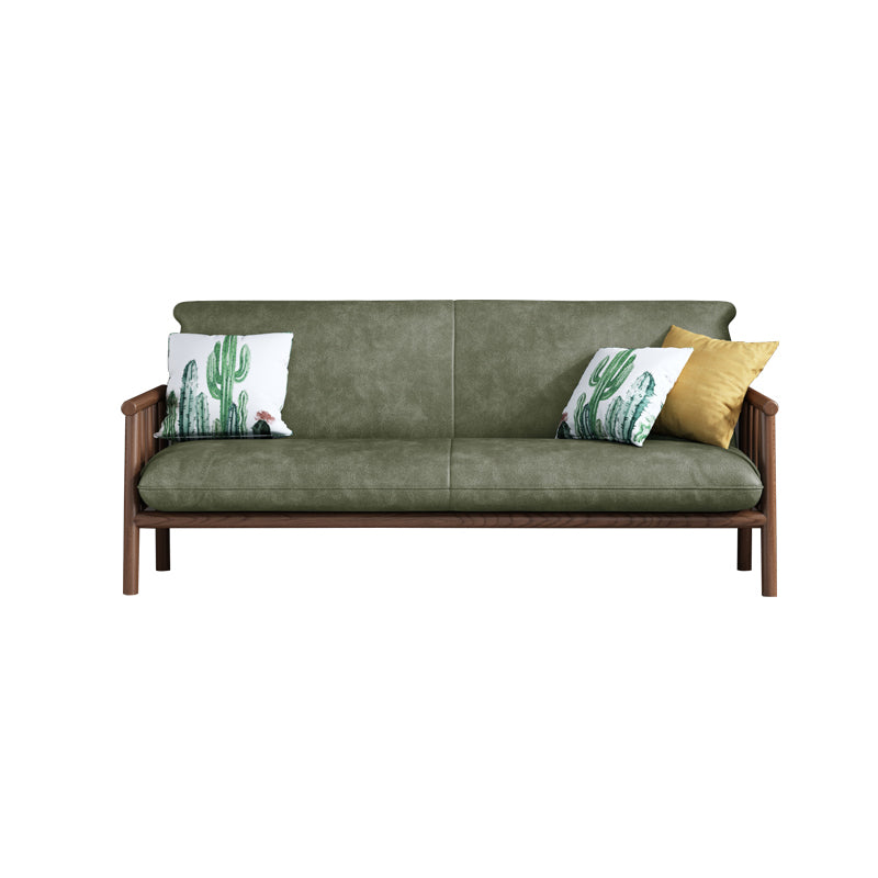 Faux Leather Scandinavian Square Arm Sofa with Wood Base - 30.3" H