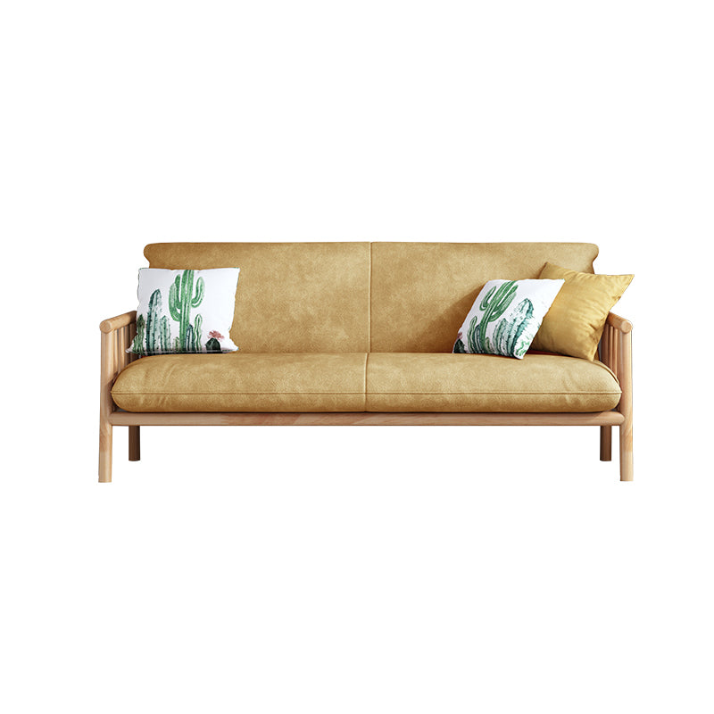 Faux Leather Scandinavian Square Arm Sofa with Wood Base - 30.3" H