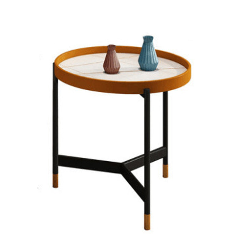 Modern Slate Tray Top 3 Legs Coffee Table White/Black Round Table