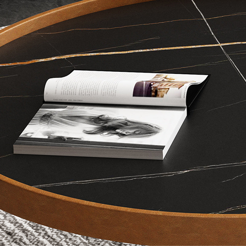 Modern Slate Tray Top 3 Legs Coffee Table White/Black Round Table