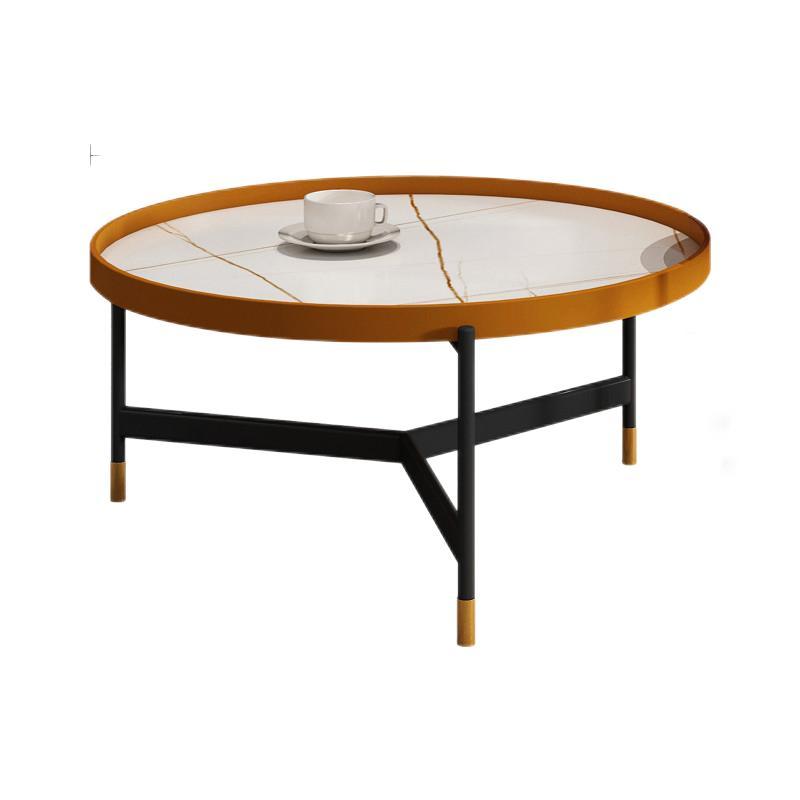 Modern Slate Tray Top 3 Legs Coffee Table White/Black Round Table