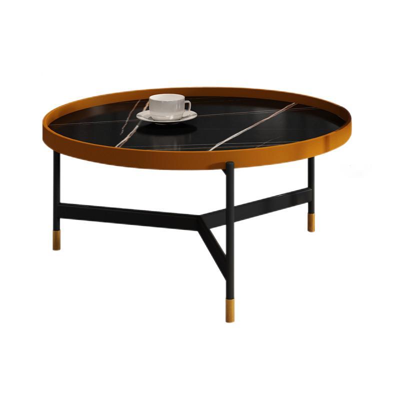 Modern Slate Tray Top 3 Legs Coffee Table White/Black Round Table