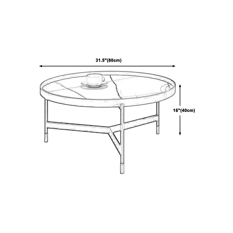 Modern Slate Tray Top 3 Legs Coffee Table White/Black Round Table