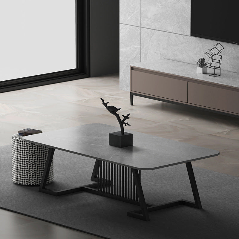 Rectangular Trestle Coffee Table Modern Cocktail Table for Living Room