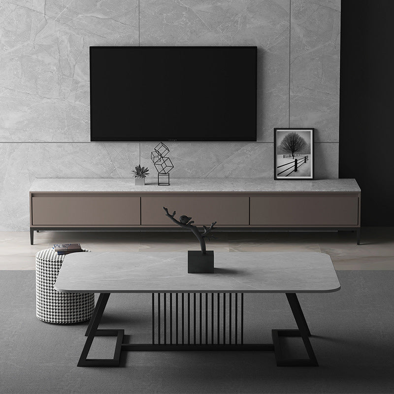 Rectangular Trestle Coffee Table Modern Cocktail Table for Living Room