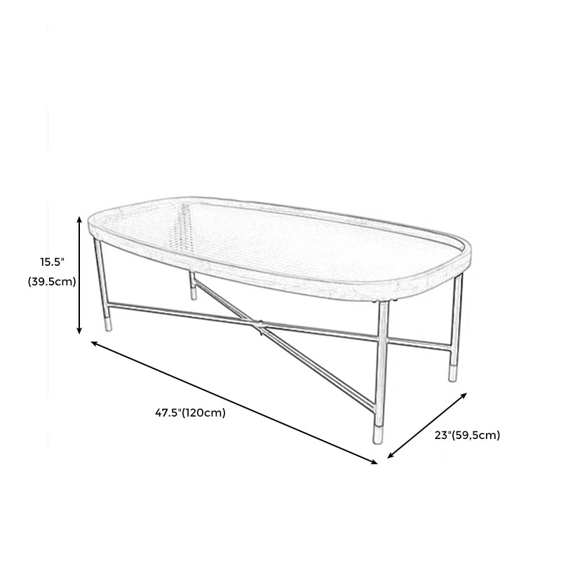 Geometric Clear Glass Coffee Table with Wood Edge 1 Single Cocktail Table