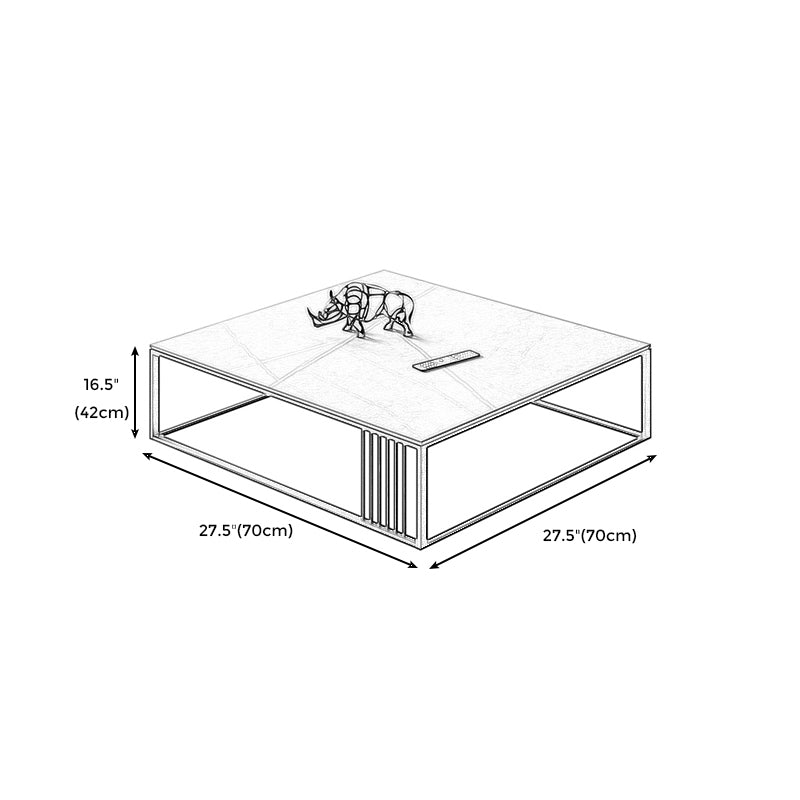 Square/Rectangle Slate Frame 1 Coffee Table Modern Grey and Black Table