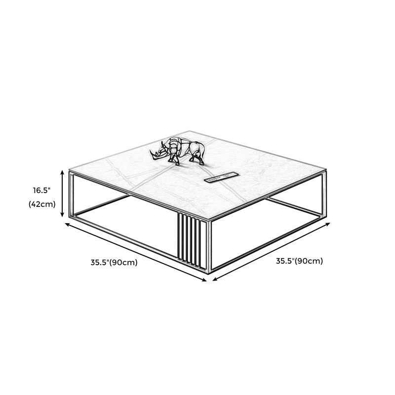 Square/Rectangle Slate Frame 1 Coffee Table Modern Grey and Black Table