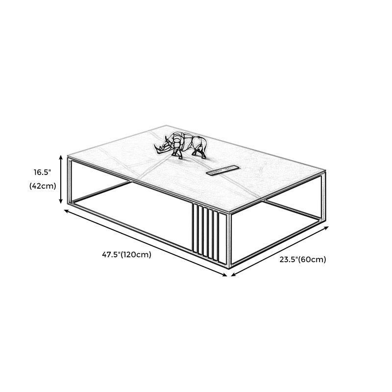 Square/Rectangle Slate Frame 1 Coffee Table Modern Grey and Black Table