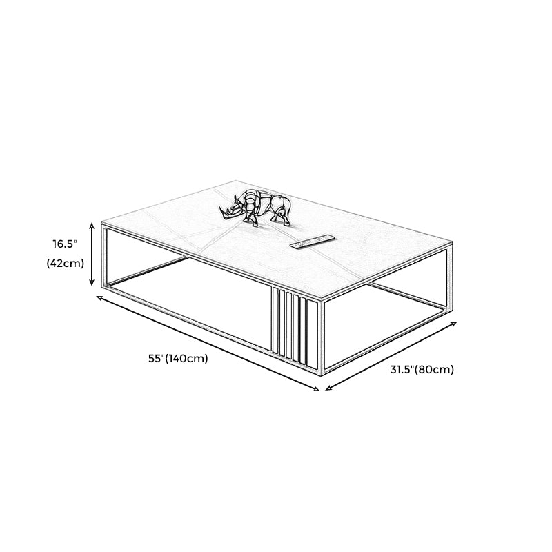 Square/Rectangle Slate Frame 1 Coffee Table Modern Grey and Black Table