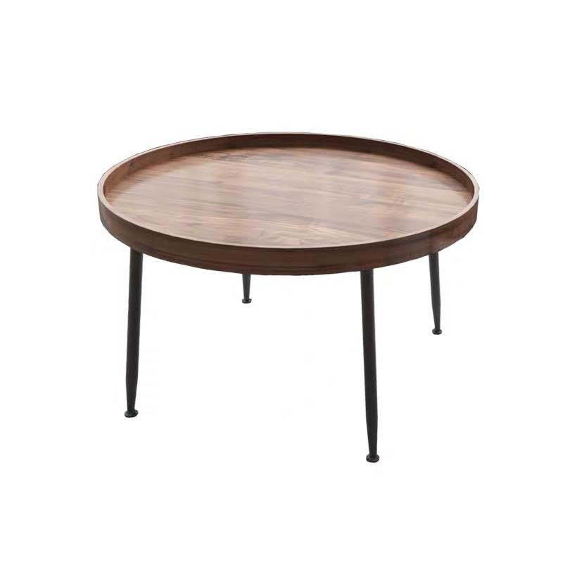 Round Coffee Table with Wood Accents 4 Legs Modern Coffee Cocktail Table
