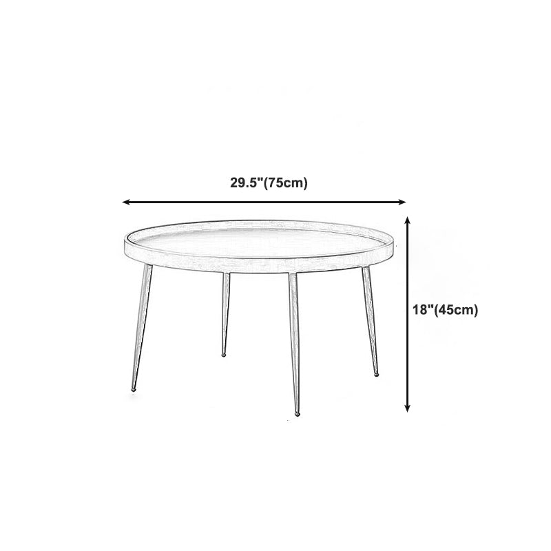 Round Coffee Table with Wood Accents 4 Legs Modern Coffee Cocktail Table