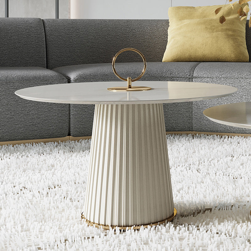 Modern Coffee/White Round Coffee Table Porcelain Metal Cocktail Table