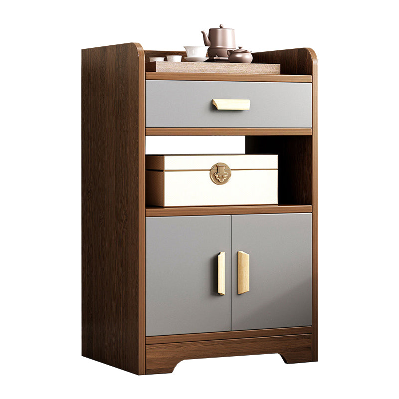 Engineered Wood Bookcase with Doors Vertical Bookshelf for Office