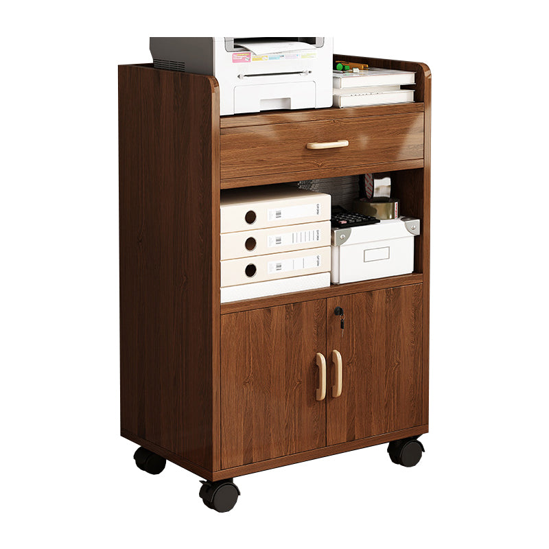 Engineered Wood Bookcase with Doors Vertical Bookshelf for Office