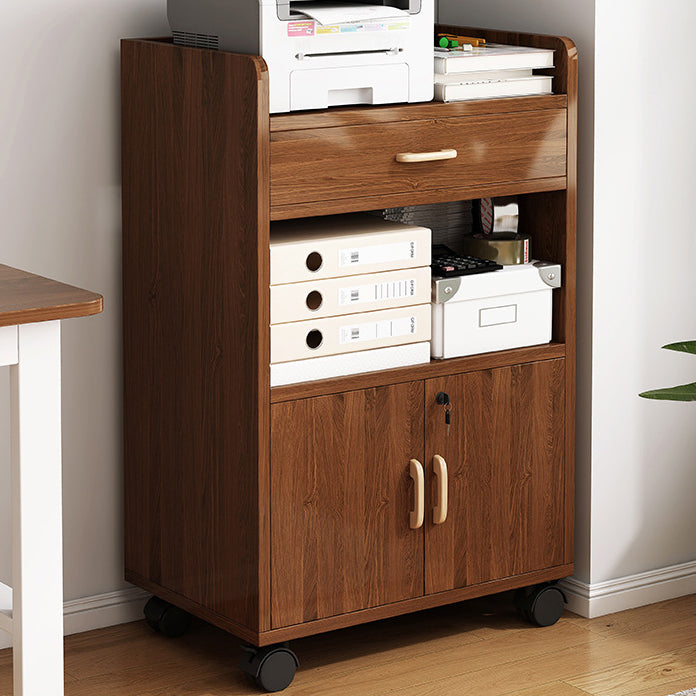 Engineered Wood Bookcase with Doors Vertical Bookshelf for Office