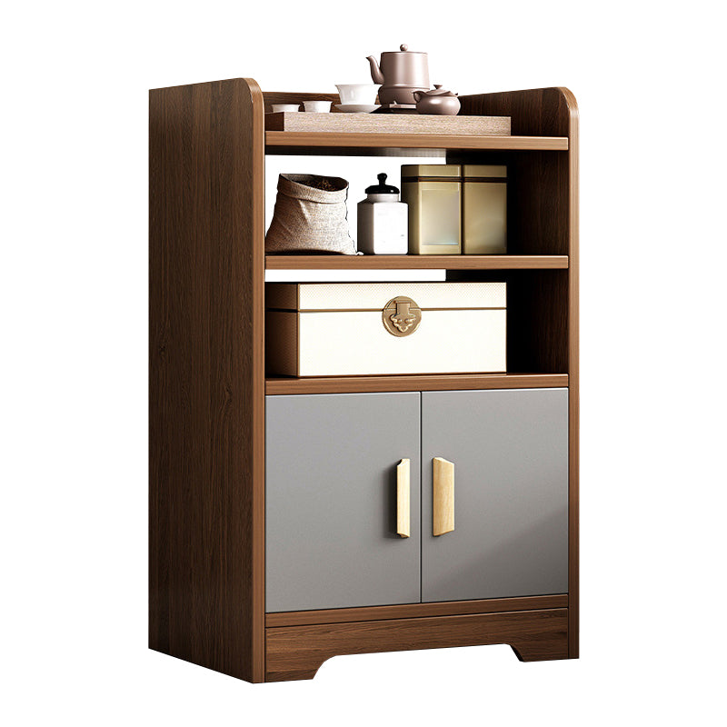 Engineered Wood Bookcase with Doors Vertical Bookshelf for Office