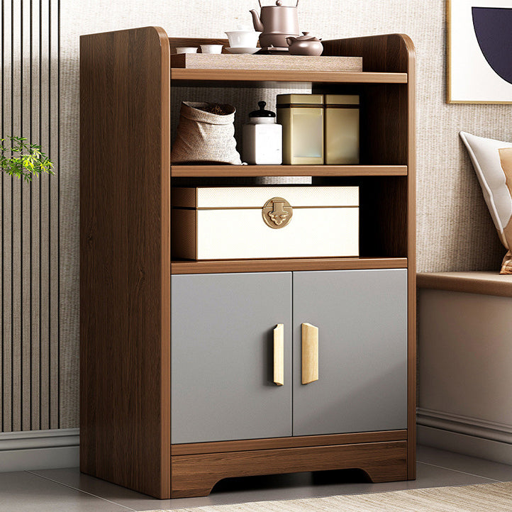 Engineered Wood Bookcase with Doors Vertical Bookshelf for Office