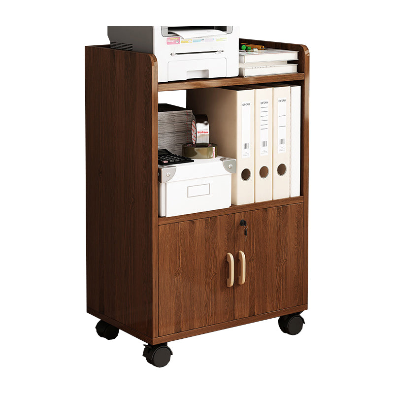 Engineered Wood Bookcase with Doors Vertical Bookshelf for Office