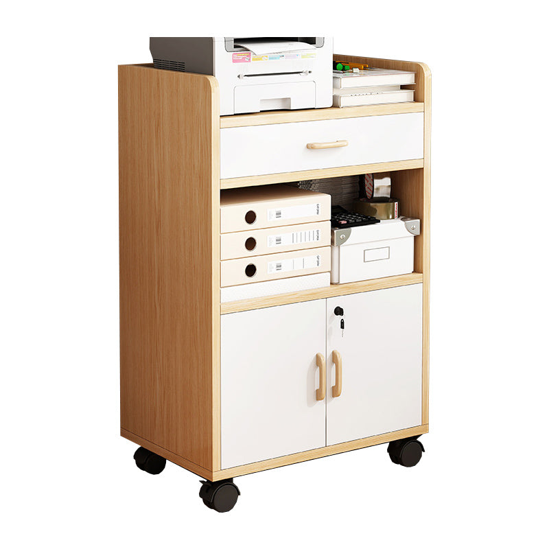 Engineered Wood Bookcase with Doors Vertical Bookshelf for Office