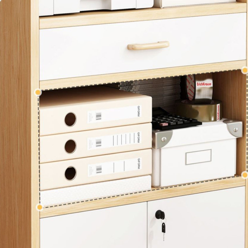 Engineered Wood Bookcase with Doors Vertical Bookshelf for Office