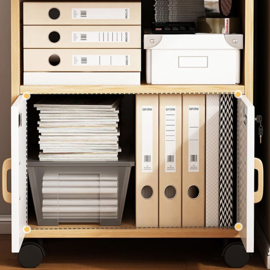 Engineered Wood Bookcase with Doors Vertical Bookshelf for Office