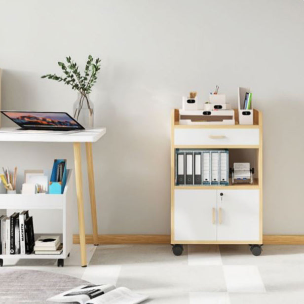 Engineered Wood Bookcase with Doors Vertical Bookshelf for Office