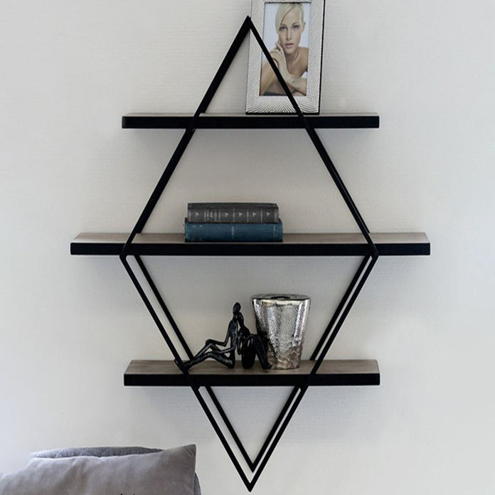 Floating Shelf Bookcase Wooden and Metal Book Shelf for Study Room