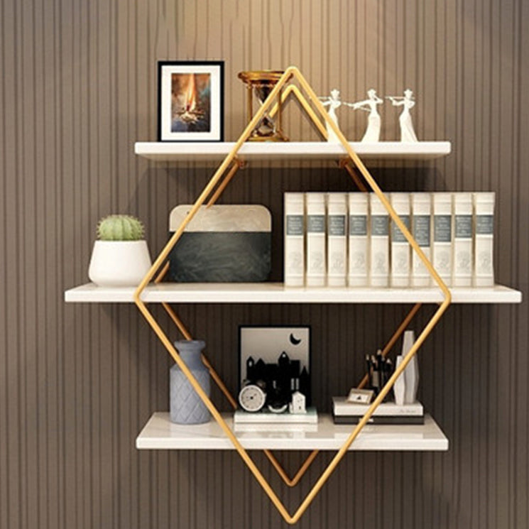 Floating Shelf Bookcase Wooden and Metal Book Shelf for Study Room