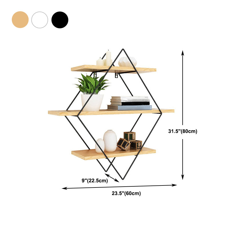 Floating Shelf Bookcase Wooden and Metal Book Shelf for Study Room