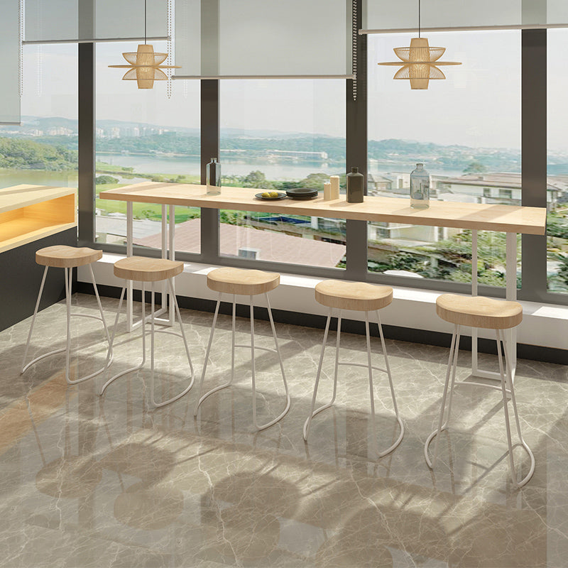 Luxury Rectangle Solid Wood Bar Table Set 1/4/6 Pieces Counter Table with Backless Stools