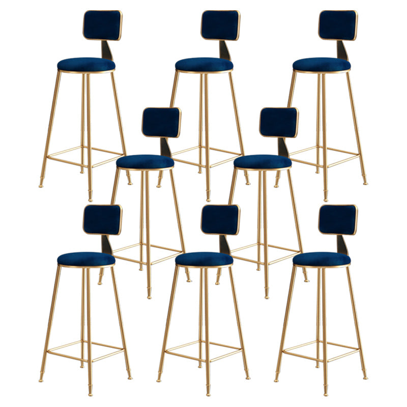 Nordic Backrest Armless Counter Stool Iron Dessert Shop Bar Stool with Pedal and Cushion