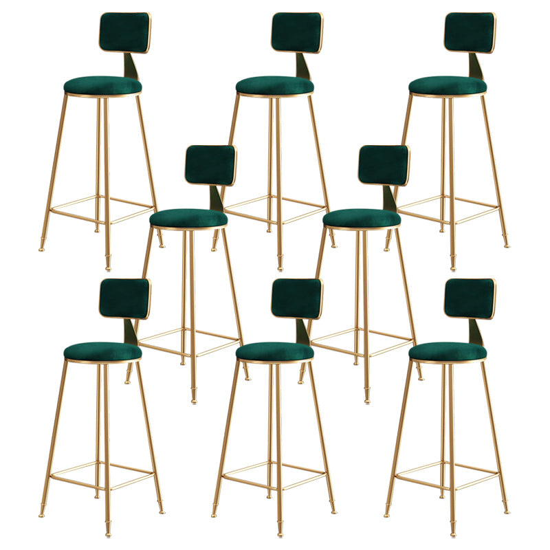 Nordic Backrest Armless Counter Stool Iron Dessert Shop Bar Stool with Pedal and Cushion