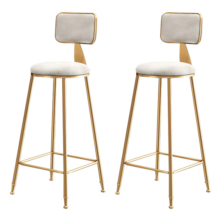 Nordic Backrest Armless Counter Stool Iron Dessert Shop Bar Stool with Pedal and Cushion