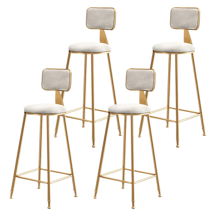 Nordic Backrest Armless Counter Stool Iron Dessert Shop Bar Stool with Pedal and Cushion