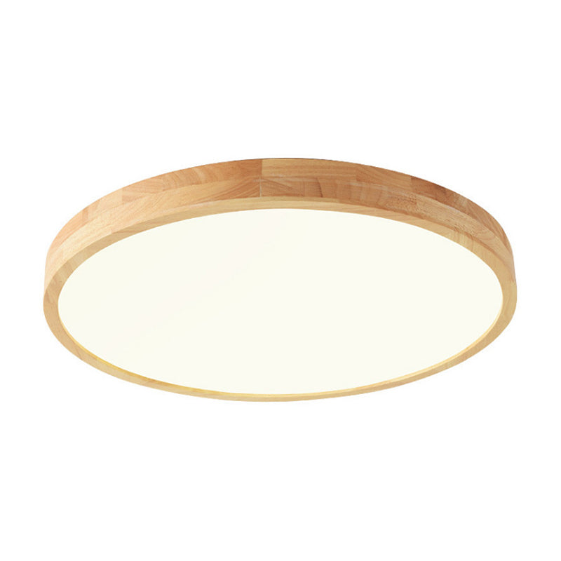 Simple Round Flush Mount Light Single Light Wood LED Ceiling Light