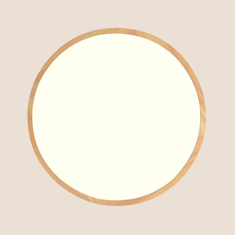 Simple Round Flush Mount Light Single Light Wood LED Ceiling Light