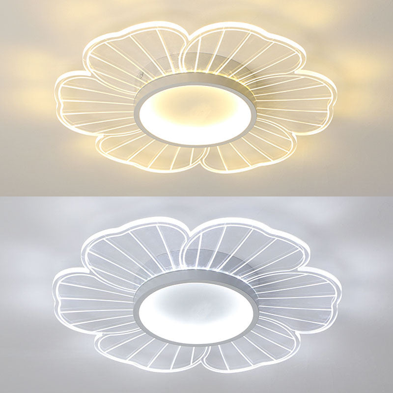 Modern Flower Shape Ceiling Fixture Metal Flush Light with Acrylic Shade for Living Room
