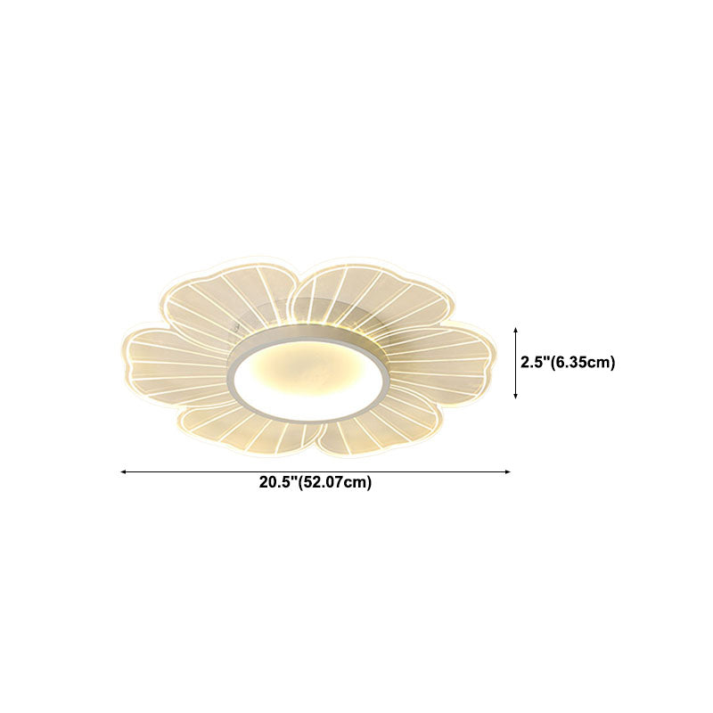 Modern Flower Shape Ceiling Fixture Metal Flush Light with Acrylic Shade for Living Room
