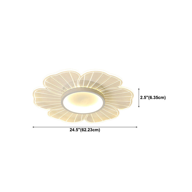 Modern Flower Shape Ceiling Fixture Metal Flush Light with Acrylic Shade for Living Room