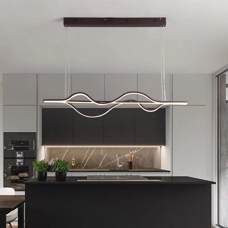 Minimalist Hanging Island Light Metal Dining Room LED Island Pendant Light