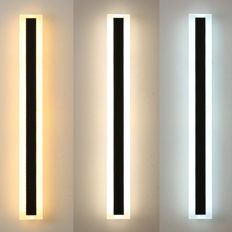 Metal Linear Shape Wall Light Modern Style 1-Light Wall Light Sconces in Black